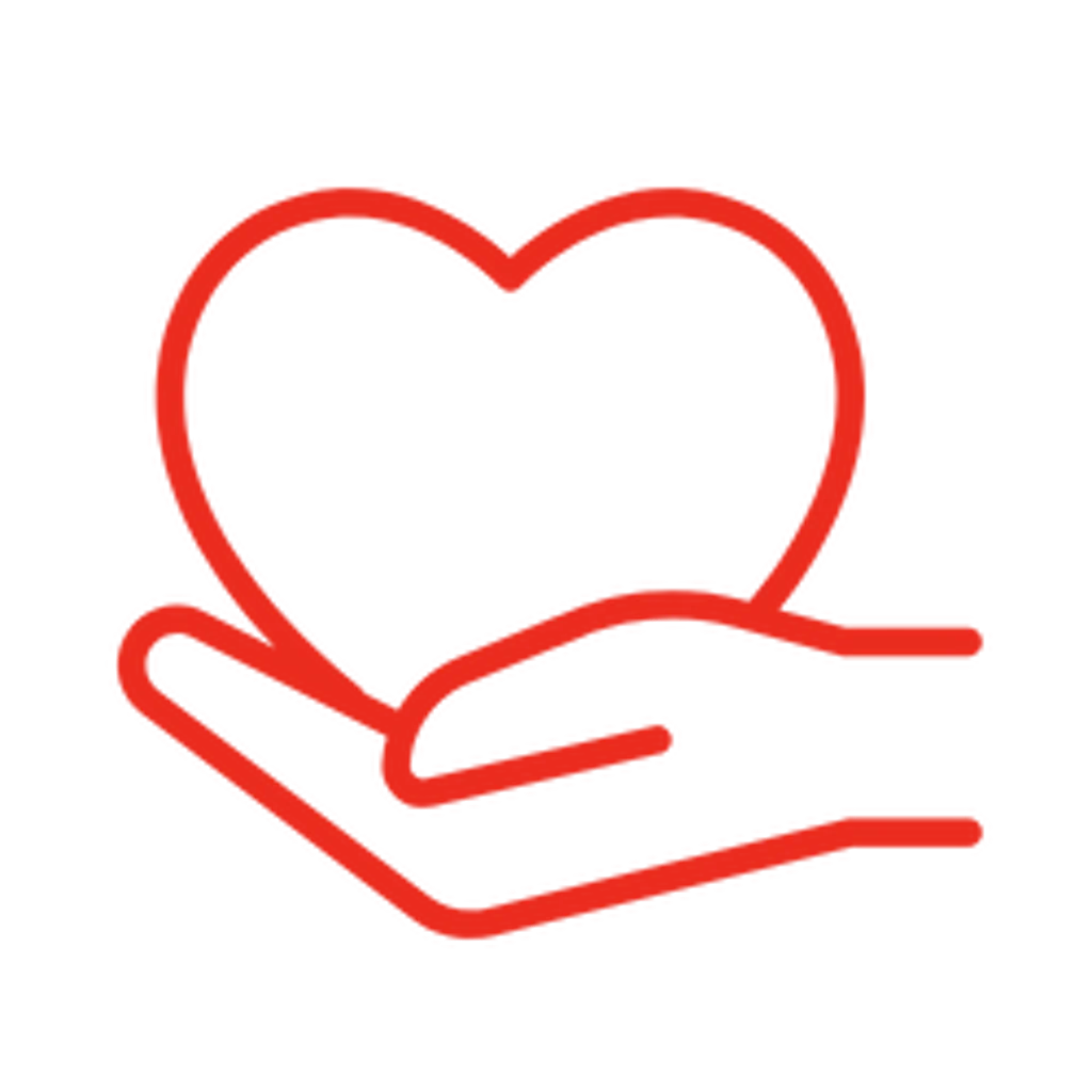 Hand holding a heart icon