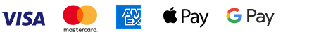 Visa, Mastercard, Maestro, American Express, Apple Pay, Google Pay