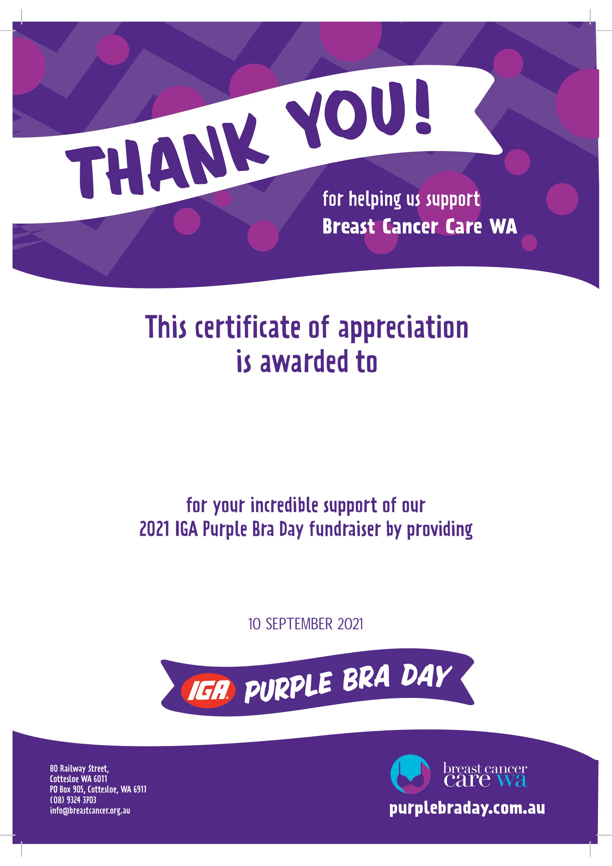 2023 IGA Purple Bra Day