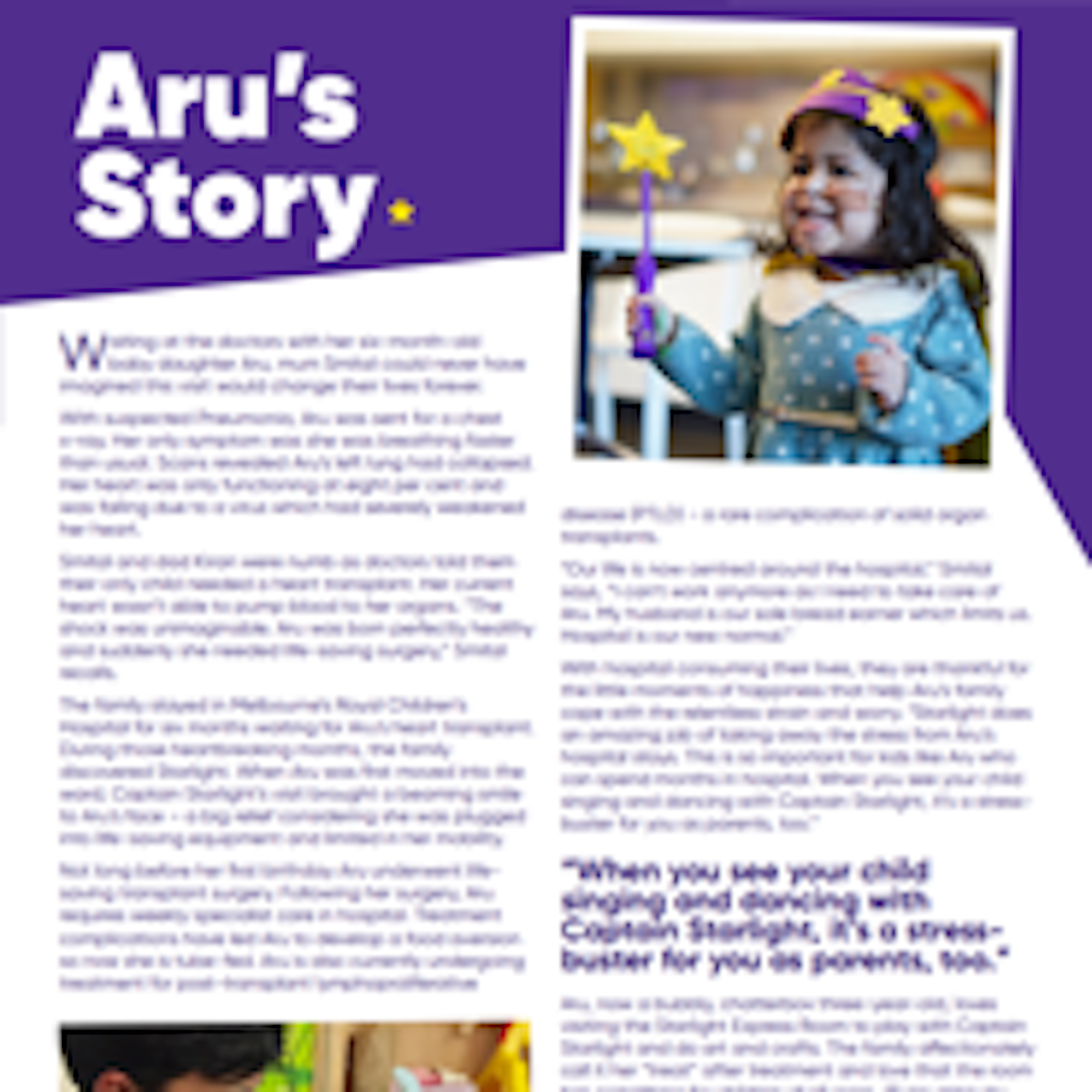 Aru's Story One Pager Preview