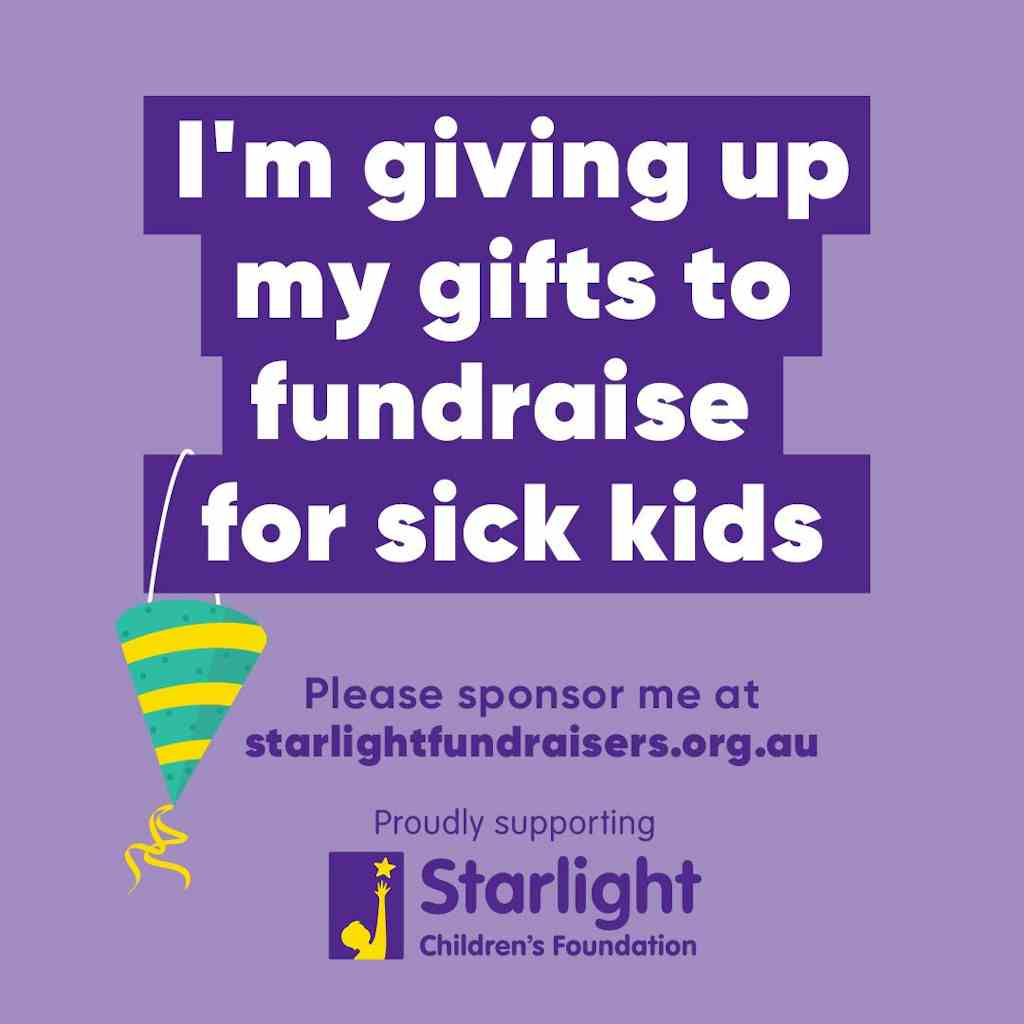 Fundraiser Social Media Tile - I'm giving up my gifts to fundraise for sick kids