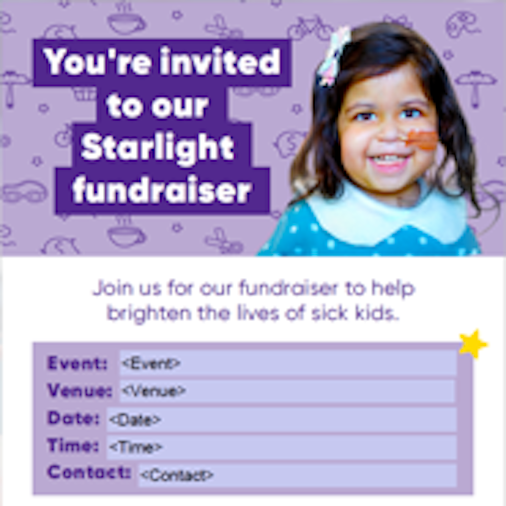 Fundraiser poster - You're invited to our Starlight fundraiser
