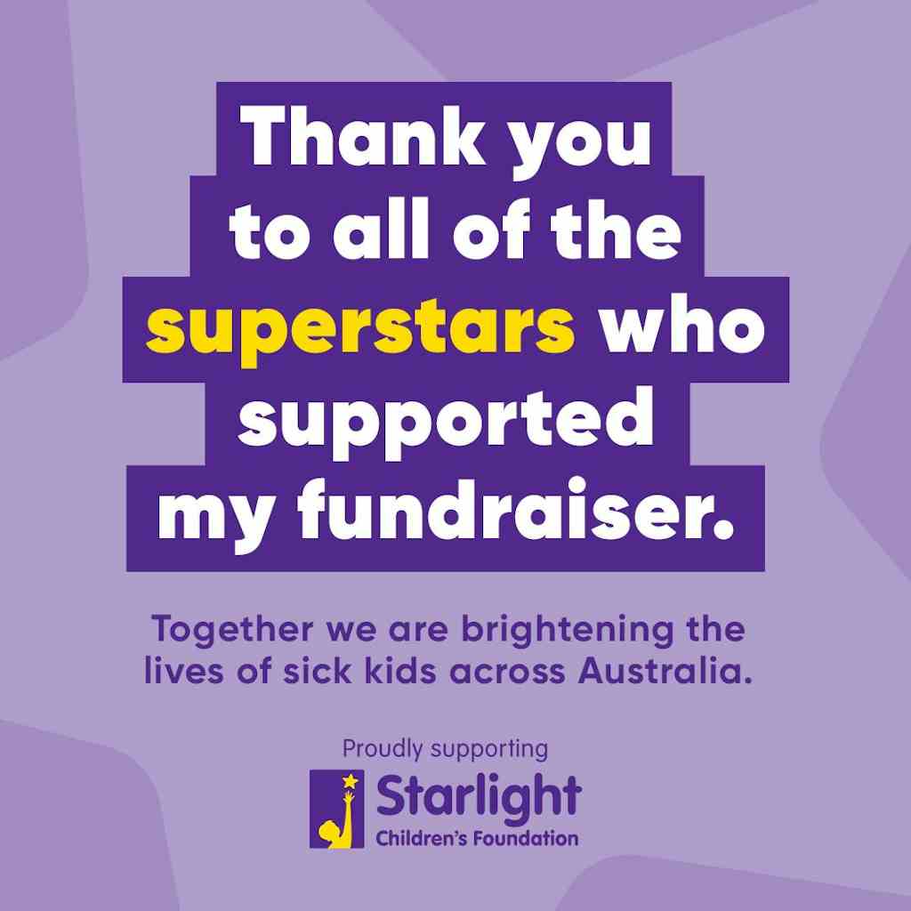 Fundraiser Social Media Tile - Thank you to all of the superstars who supported my fundraiser