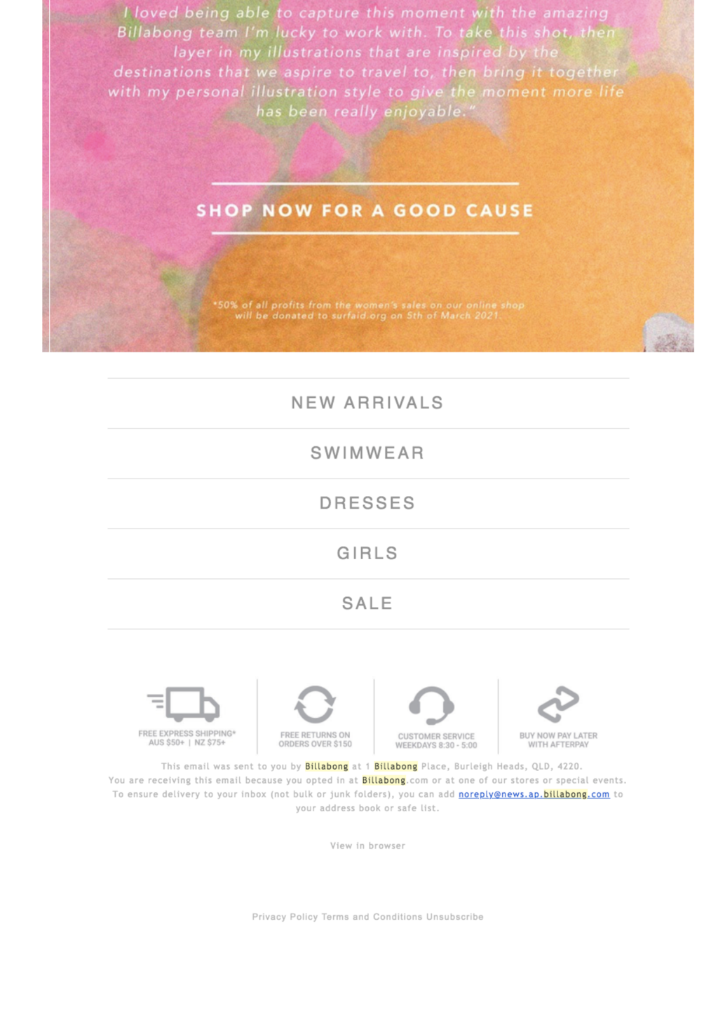 Billabong afterpay deals