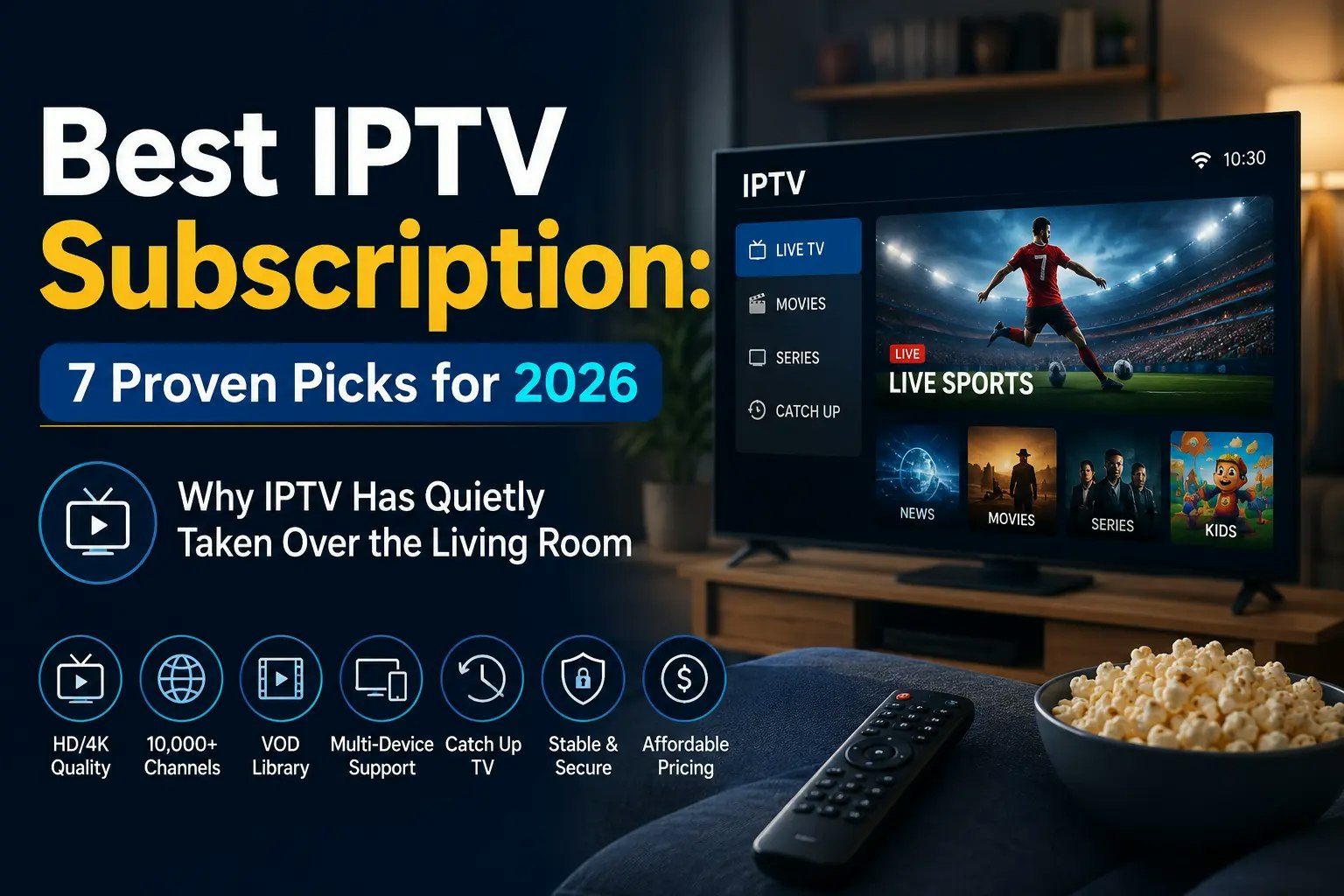 User interface of an IPTV service displaying channels and programs.
