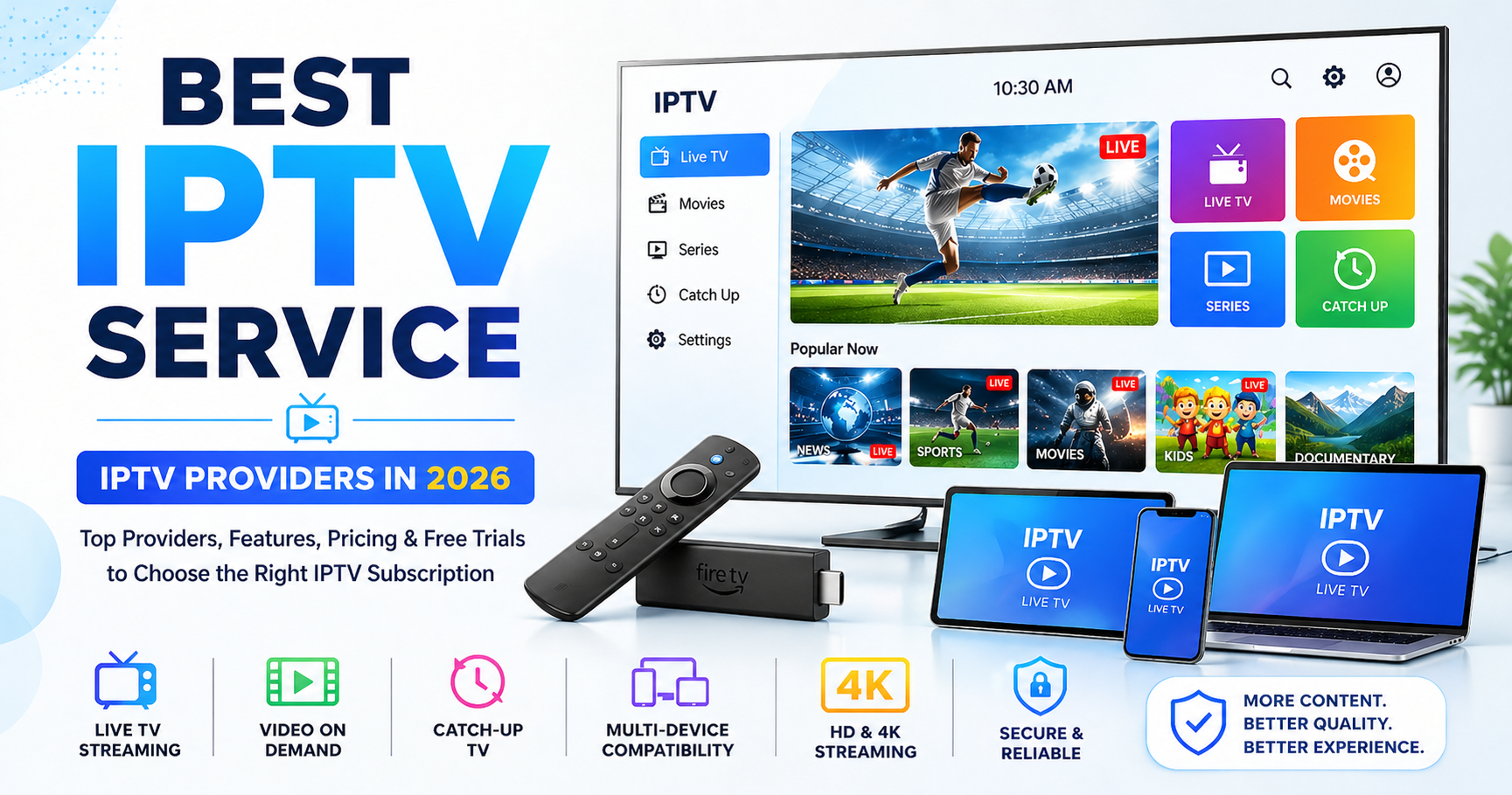 Two smart TVs side by side streaming live international channels through an IPTV service subscription on a home entertainment setup