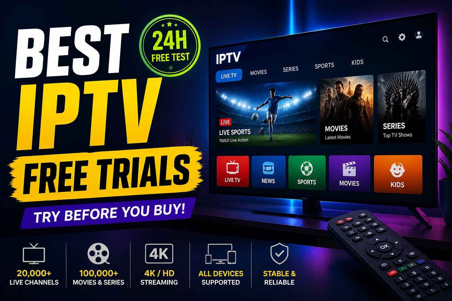 Best IPTV Free Trials 2026 – Top IPTV Services with Free Test Access